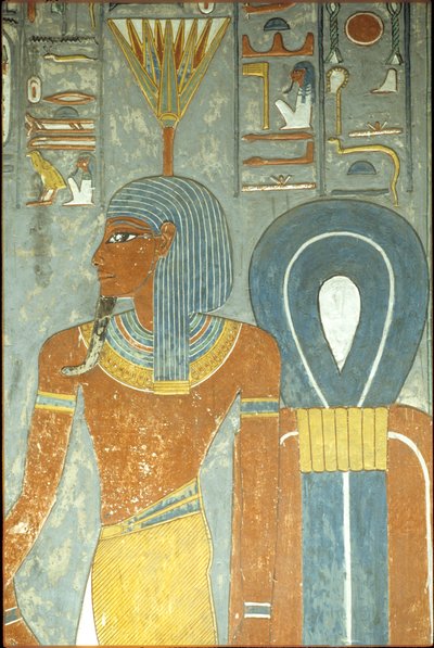 Égypte ancienne, Peinture, Tombeau de Horemheb, Thèbes 18e dynastie, Dieu Nefertoum et Nœud d