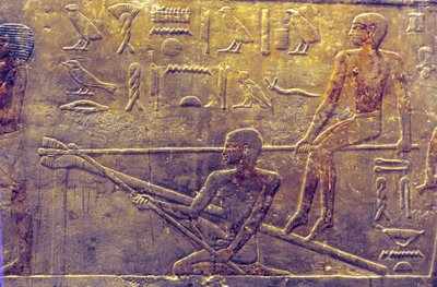 Égypte ancienne, sculpture/peinture murale, mastaba/tombeau de Ti, Saqqarah, 5e dynastie, construction navale - School Egyptian