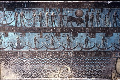 Égypte ancienne, Peinture murale/sculpture, Symboles astrologiques du plafond de la salle hypostyle extérieure, Temple de Hathor, Dendera - School Egyptian