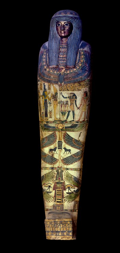 Antiquité égyptienne : couvercle du sarcophage de Jedkhonsouioufankh (Djedkhonsouiouefankh), vers 750 av. J.-C., Musée du Louvre - School Egyptian
