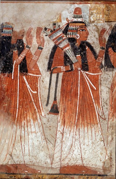 Antiquité égyptienne : fragment de fresque du tombeau de Niay représentant un défilé de parents du défunt - School Egyptian