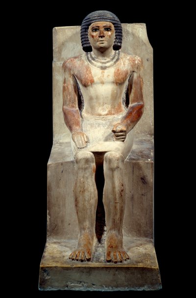 Antiquité égyptienne : statuette en calcaire de Kai, administrateur du chacal. De Saqqara. Ancien empire, 5e dynastie. Paris, Musée du Louvre - School Egyptian