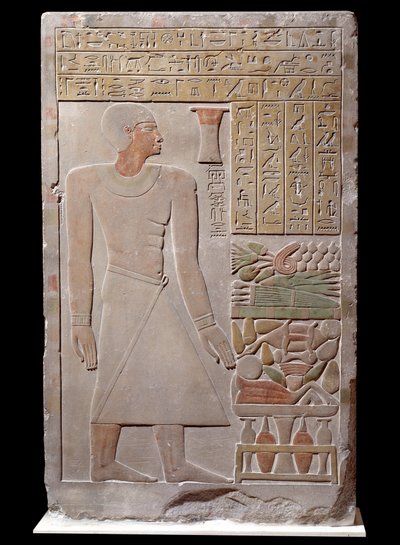 Antiquité égyptienne : stèle en calcaire du monument à la mémoire du porte-parole du vizir Senousret formant une chapelle. Vers 1700 av. J.-C. Fin de la 12e dynastie - School Egyptian