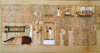 Antiquités égyptiennes : fragment du Livre des Morts, papyrus de Nebqed. Détail représentant la pesée des âmes. 18e dynastie. 1400-1350 av. J.-C. Paris, Musée du Louvre - School Egyptian