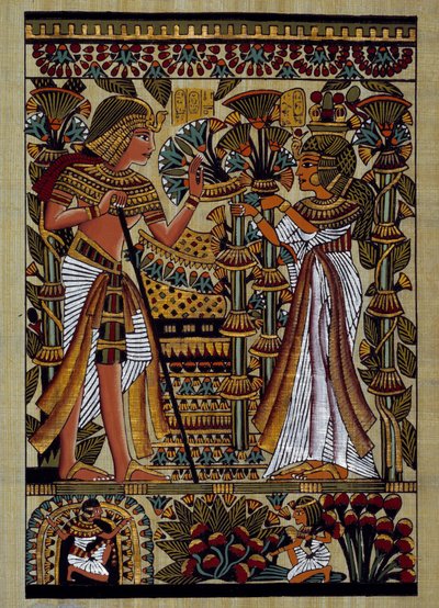 Antiquités égyptiennes : offrande au pharaon. Papyrus, Nouvel Empire - School Egyptian