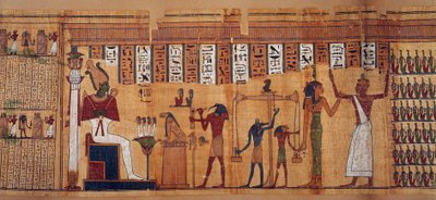 Antiquités égyptiennes : la pesée des âmes, papyrus du Livre des Morts de Chahapiimou, Supérieur des astronomes d