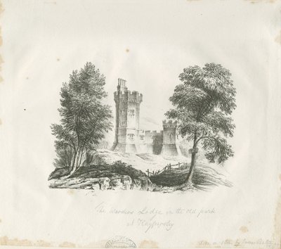 Biddulph - Pavillon des gardiens à Knypersley Park : gravure - School English