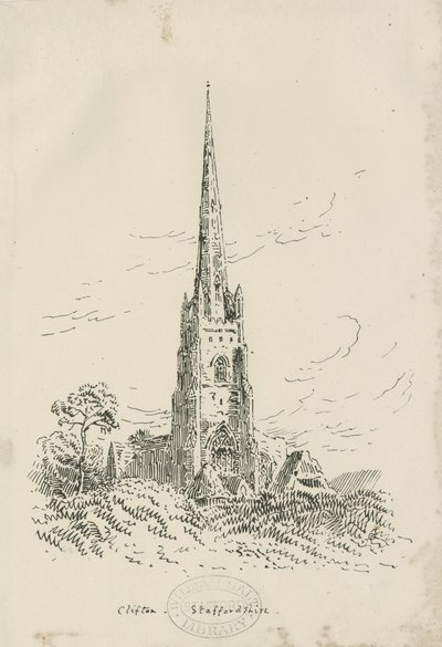 Église de Clifton Campville (lithographie) - School English