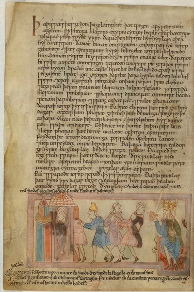 Une scène montrant la justice anglo-saxonne, illustration de (vélin) - School English