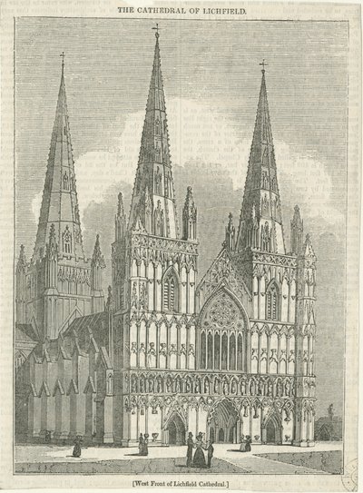 Cathédrale de Lichfield - Façade ouest : gravure sur bois, nd [?XIXe siècle] - School English