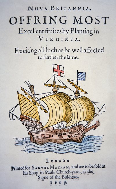 Brochure encourageant les colons à aller en Virginie en Amérique, publiée en 1609 - School English
