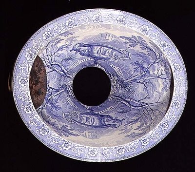 Toilette en faïence bleue et blanche du Staffordshire - School English