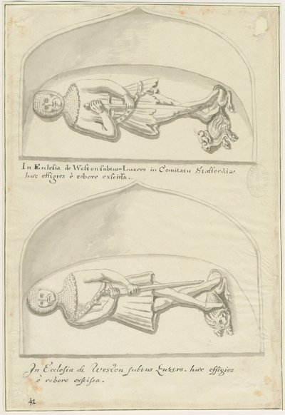 Église de Weston-under-Lizard - Effigies de Sir Hugh de Weston et Sir Hamo de Weston - School English