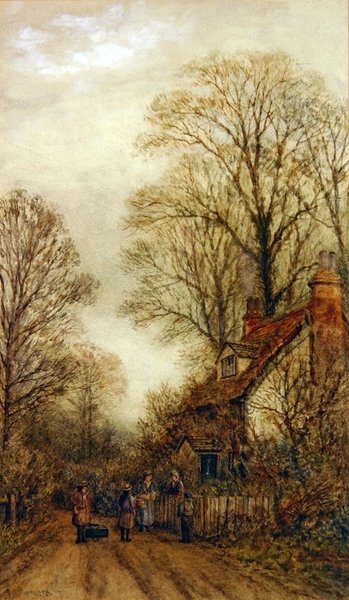 Femme et enfants à la porte d