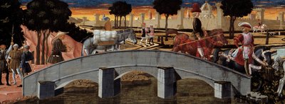 Passagers traversant un pont. (détail) - School Florentine