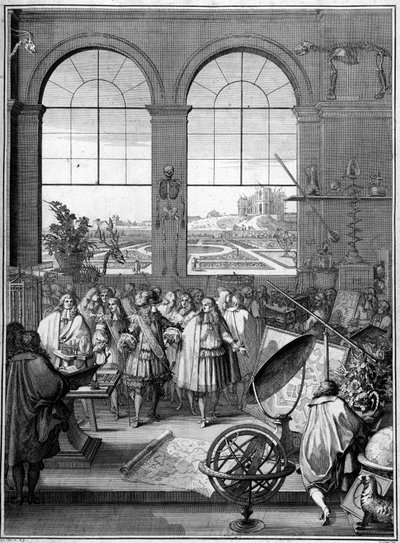 Allégorie de la Science (Louis XIV visitant la science, 2ème plan, Observatoire de Paris) - School French