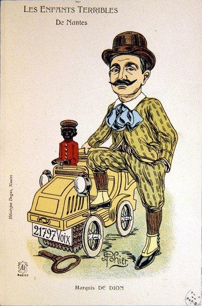 Caricature du Marquis de Dion, vers 1900 - School French
