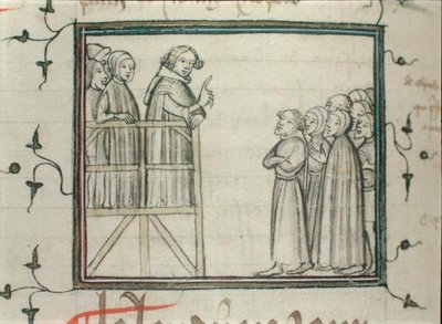 Charles V (1338-80) le Sage prêchant aux Halles, Paris, en 1364 - School French
