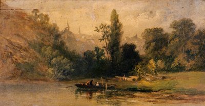 Dinan depuis la rivière, c.1800 - School French