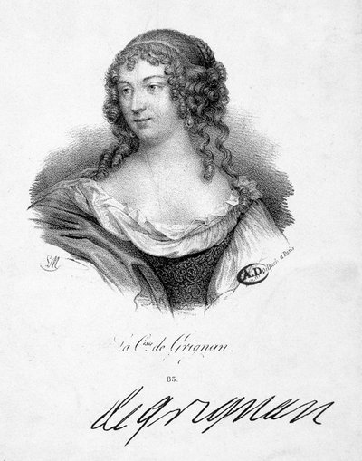 Françoise Marguerite de Sévigné, comtesse de Grignan (1648-1705), fille de Marie de Rabutin-Chantal, marquise de Sévigné dite Madame de Sévigné (1626-1696) - gravure, n.d. - School French