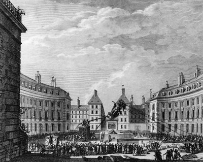 Révolution française : Statue du roi Louis XIV abattue pour les victoires à Paris le 11 - School French