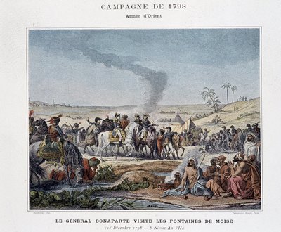 Le général Bonaparte visite les fontaines de Moïse - dans « Victoires et Conquêtes des Armées Françaises », Paris, n.d (gravure) - School French