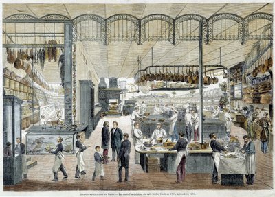 Grands restaurants de Paris : les nouvelles cuisines du Café Riche, fondé en 1785, agrandi en 1865. - School French