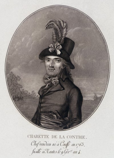 Portrait en médaillon de François Athanase (François-Athanase) Charette de la Contrie, chef vendéen - School French