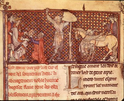 Ms 332 fol.1 Jean de Meung (1240-1305) offrant son livre au comte d