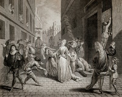 Terreur (1793-1794) : Les comédiens italiens (interprétant des personnages de la Commedia dell