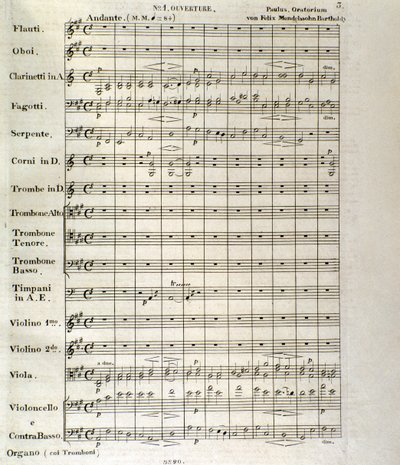 Première page de la partition de "Paulus", op. 36 de Felix Mendelssohn - School German