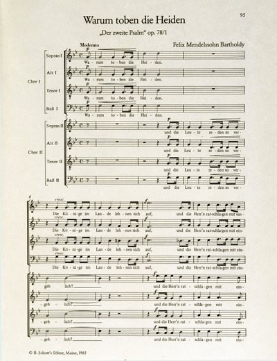 « Warum toben die Heiden » deuxième psaume, op.38, par Felix Mendelssohn (lithographie) - School German