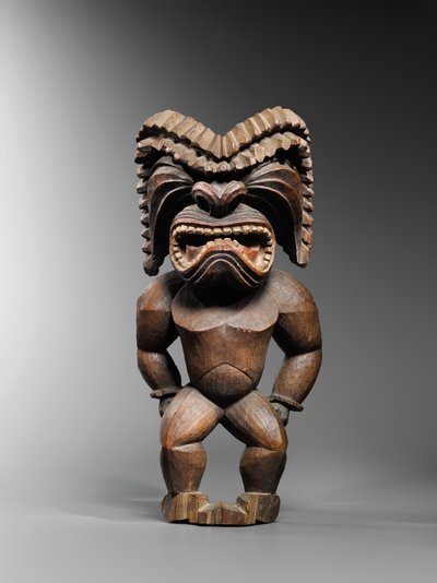 Figure hawaïenne, style kona, représentant le dieu de la guerre, ku ka ’ili moku, vers 1780-1820 - School Hawaiian