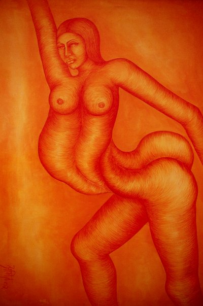 Peinture acrylique sur toile Fusion Femme - School Indian
