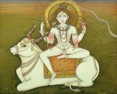 Dieu Shiva pose nue, peinture miniature sur papier - School Indian