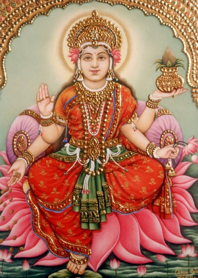Miniature de la déesse Lakshmi sur ivoire - School Indian