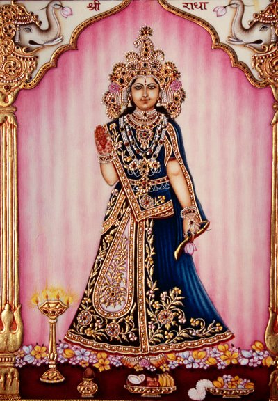 Déesse Radha, peinture miniature sur ivoire - School Indian