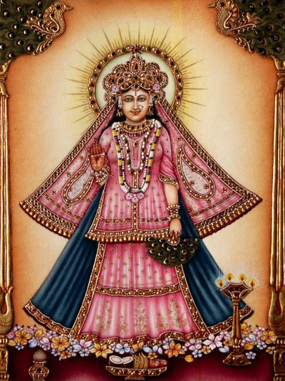 Déesse Radha, peinture miniature sur ivoire - School Indian