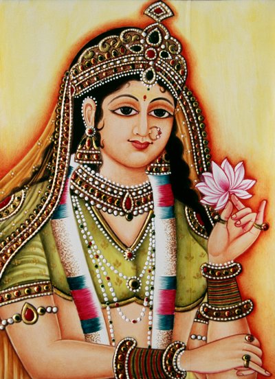 Miniature de la déesse Radha sur ivoire - School Indian