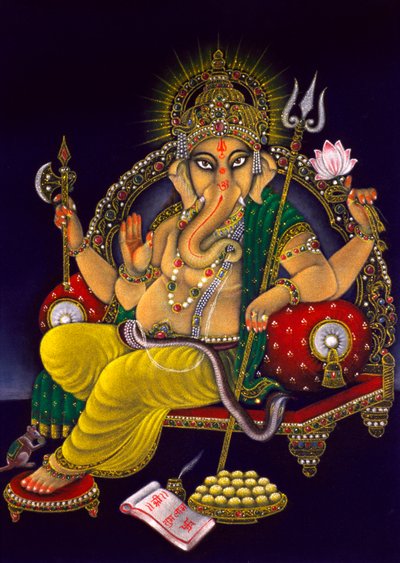 Peinture de Lord Ganesha Ganpati sur velours - School Indian