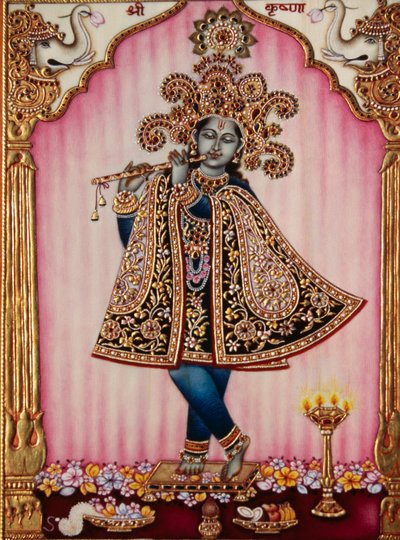 Miniature de Krishna sur ivoire - School Indian