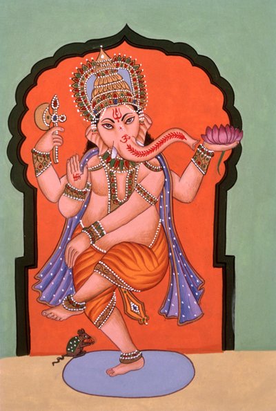 Peinture miniature de Ganesh, dieu à tête d