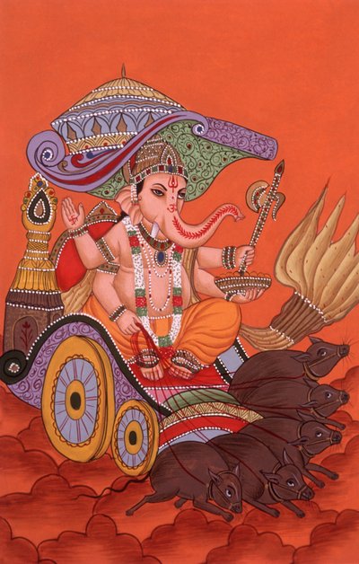 Peinture miniature de Ganesh, dieu à tête d