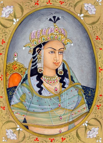 Peinture miniature de la reine moghole Mehrunissa Inde Asie - School Indian