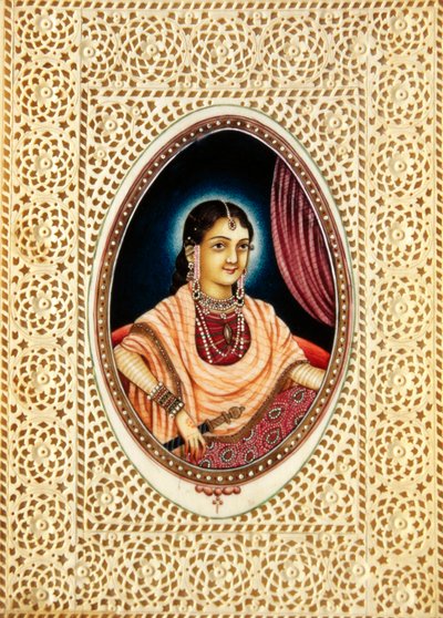 Peinture Miniature de Mumtaz Mahal sur Ivoire - School Indian