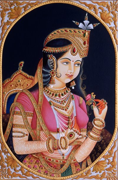 Peinture miniature sur papier de la princesse Mumtaz Mahal épouse de l