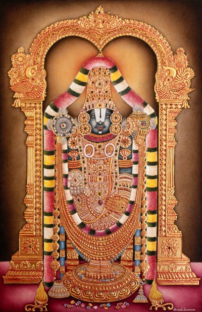 Miniature de Tirupati Balaji sur papier - School Indian