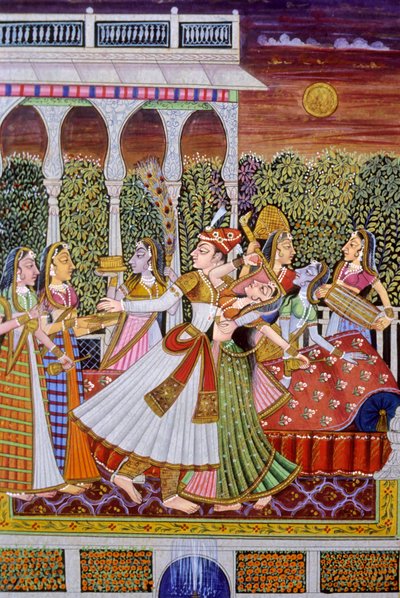 Peinture miniature du roi et de la reine moghols - School Indian