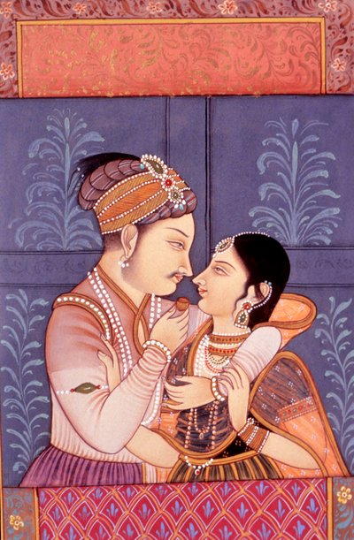 Peinture miniature moghole sur papier de scène d