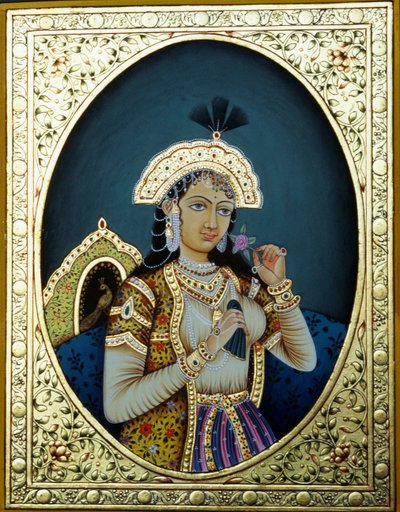 Princesse moghole Mumtaz Mahal, miniature sur papier - School Indian